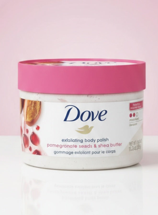 Dove Exfoliating Body Polish Pomegranate Seeds And Shea Butter 298 g Body Scrub Gentle Exfoliating Moisturizing Skin Care - Image 1